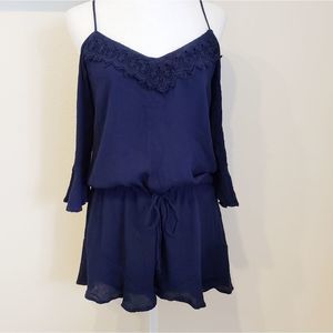 Daisy Shoppe Navy Blue Cold Shoulder Romper